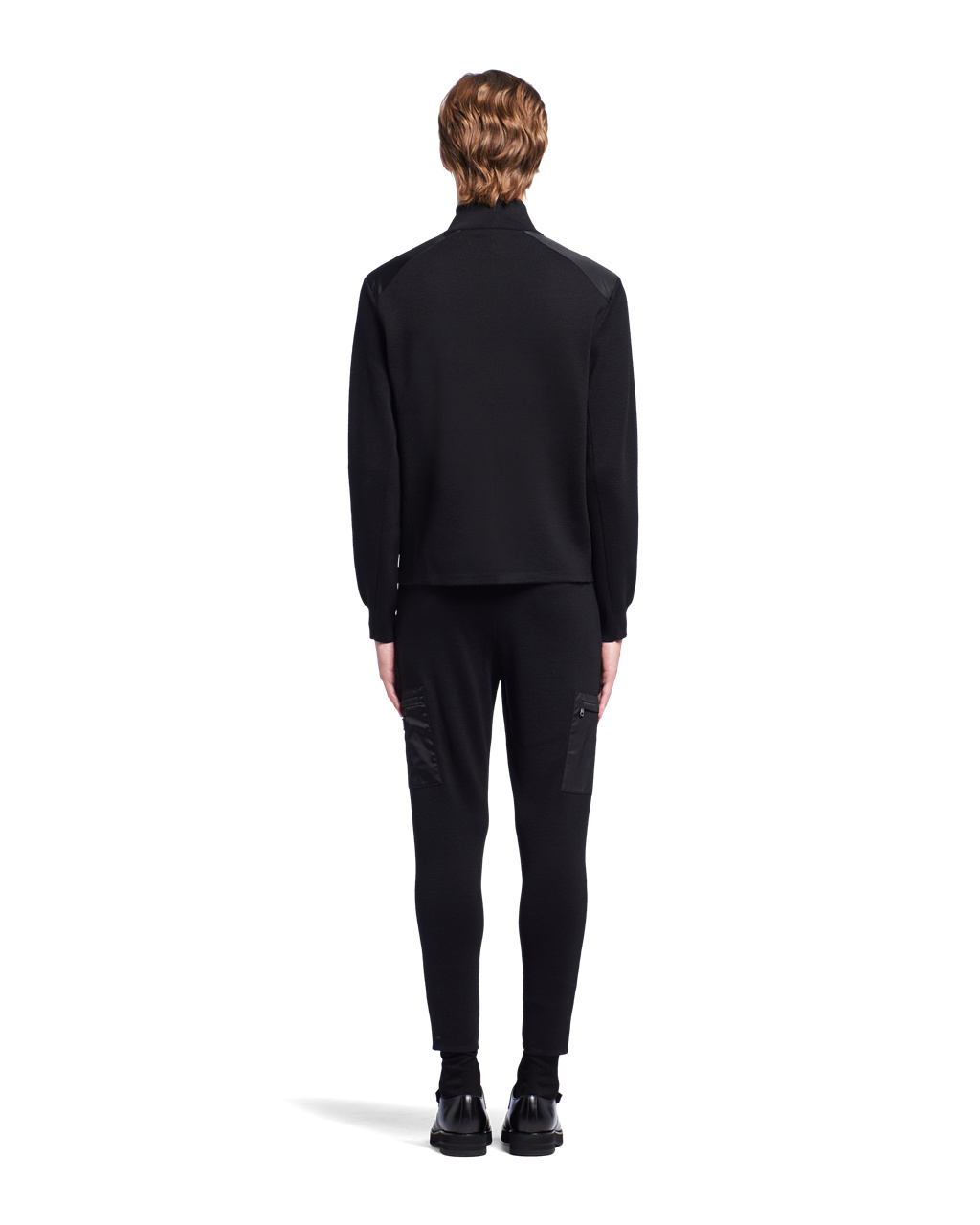 Prada Re-nylon Gabardine And Wool Knit Cardigan Black | 1758IBWRU