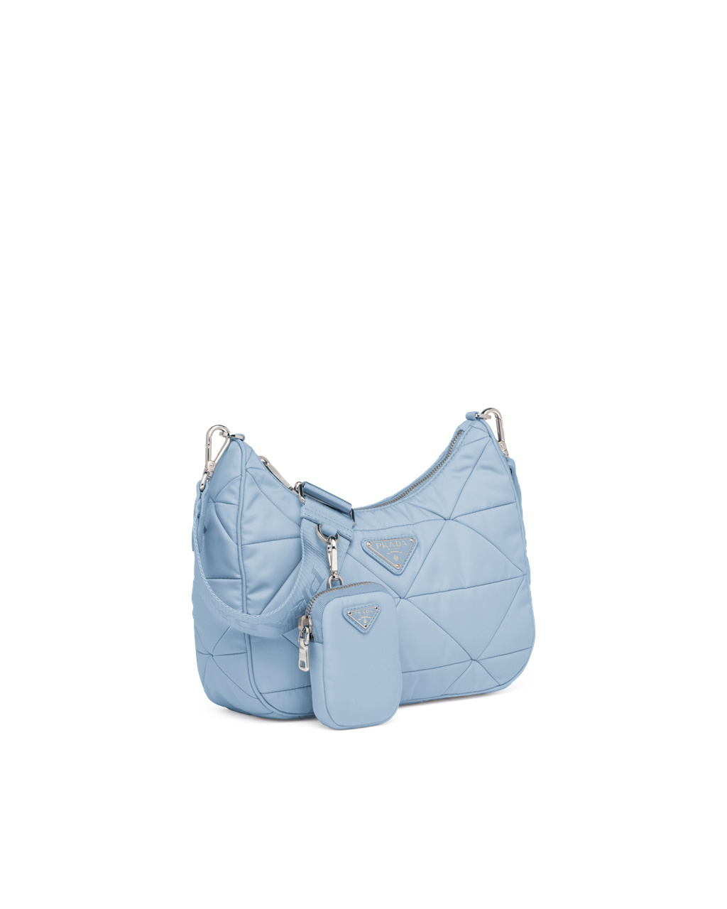 Prada Re-nylon Padded Hobo Bag Celeste | 6413OLHCW