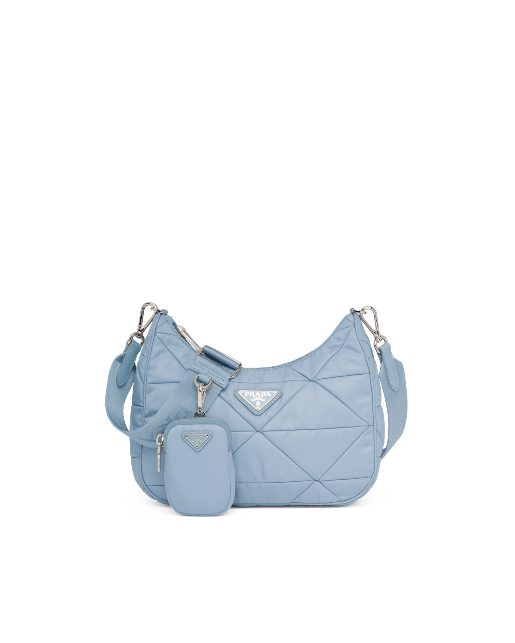 Prada Re-nylon Padded Hobo Bag Celeste | 6413OLHCW