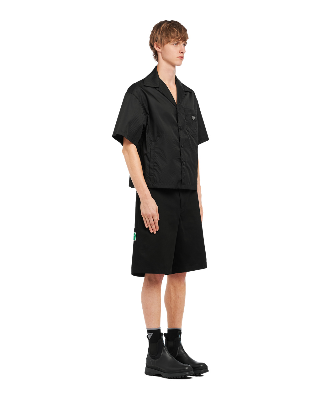 Prada Re-nylon Short-sleeved Shirt Black | 4685DYGNF