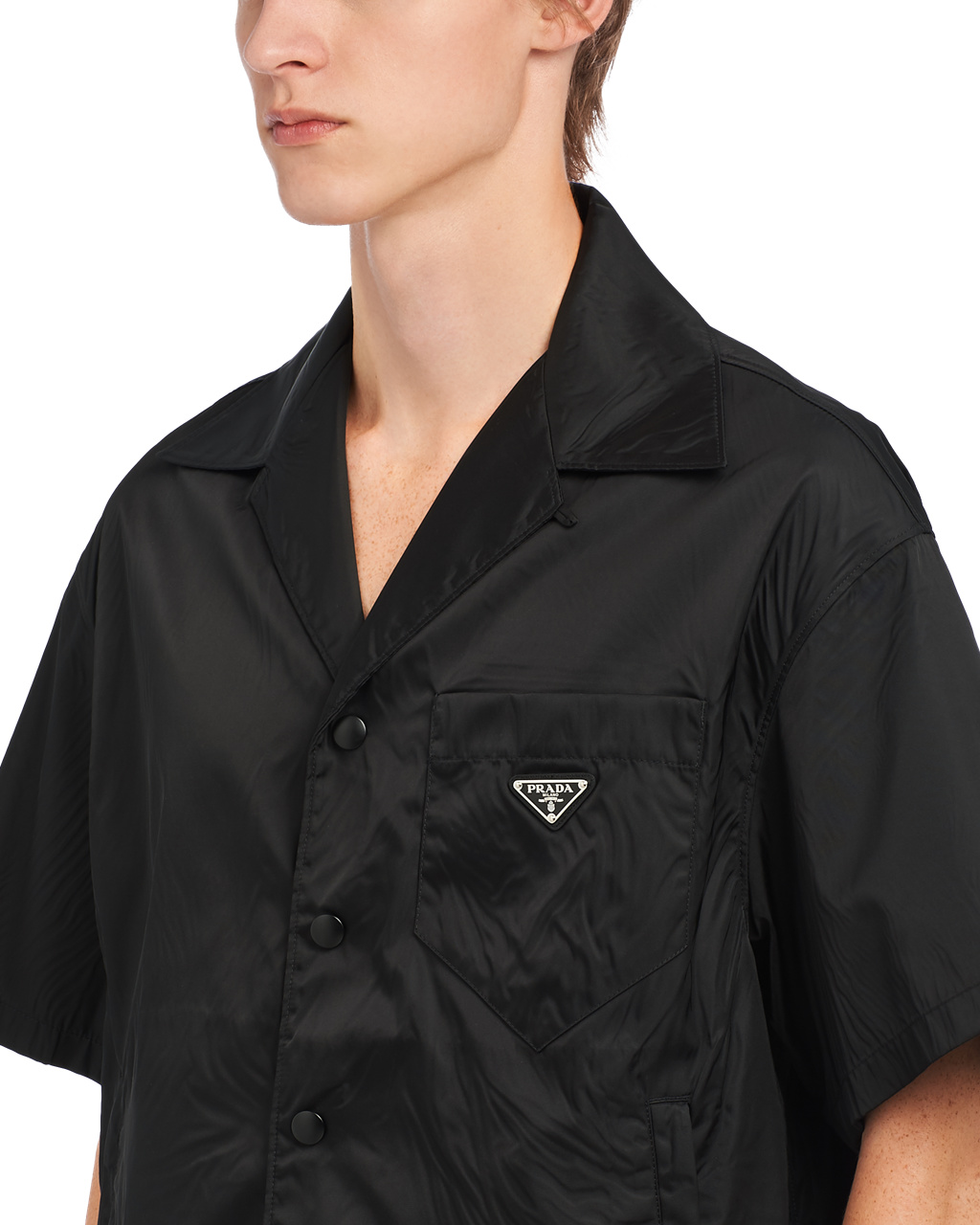 Prada Re-nylon Short-sleeved Shirt Black | 4685DYGNF