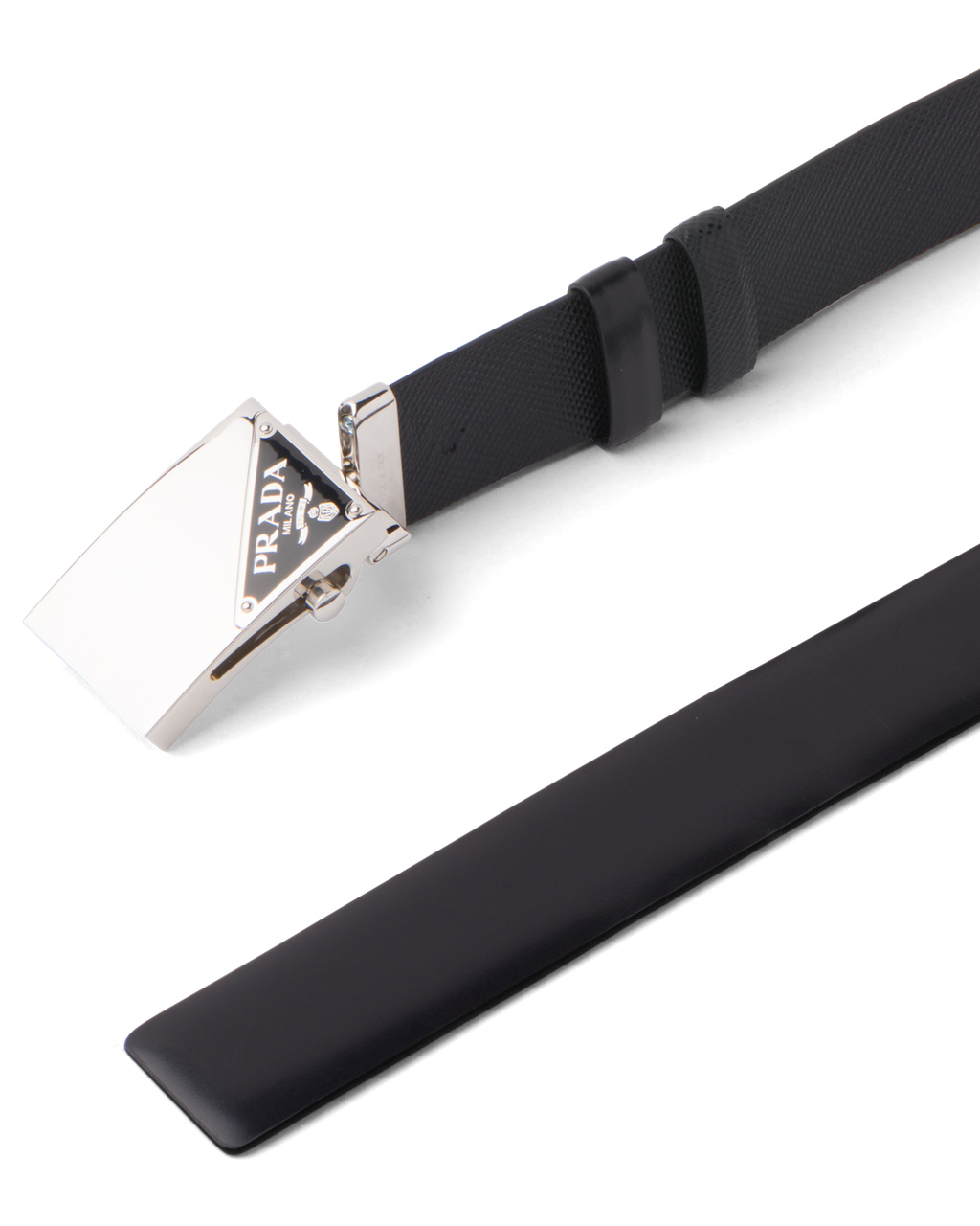 Prada Reversible Saffiano And Leather Belt Black | 6958FTHRY