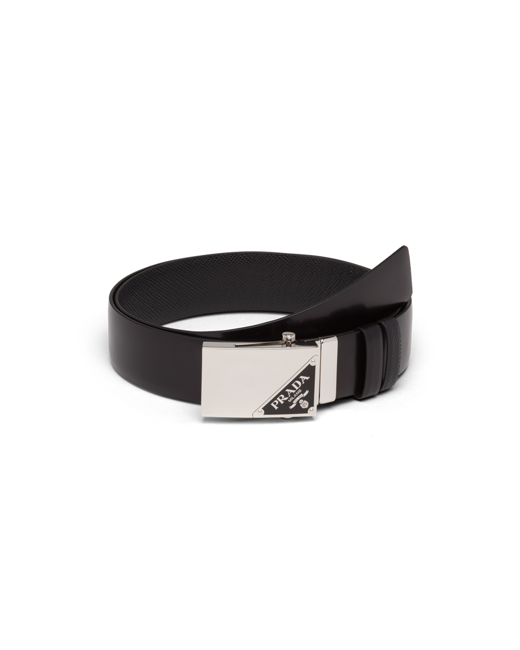 Prada Reversible Saffiano And Leather Belt Black | 6958FTHRY