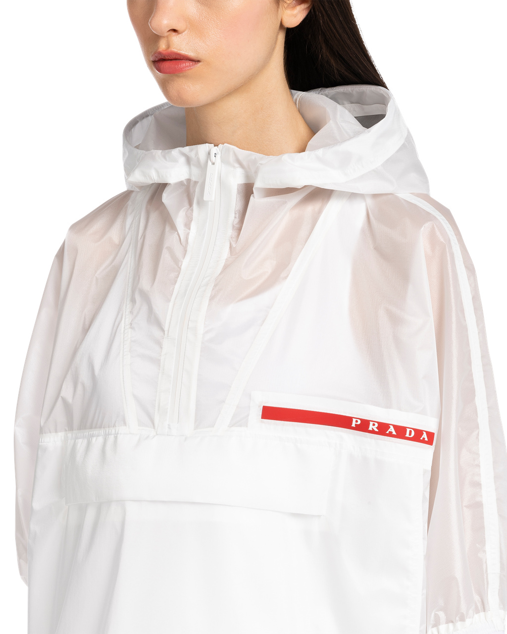 Prada Ripstop Hooded Raincoat White | 2470RNFAW