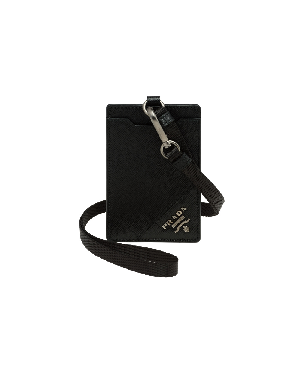 Prada Saffiano Leather Badge Holder Black | 1796UZQTA