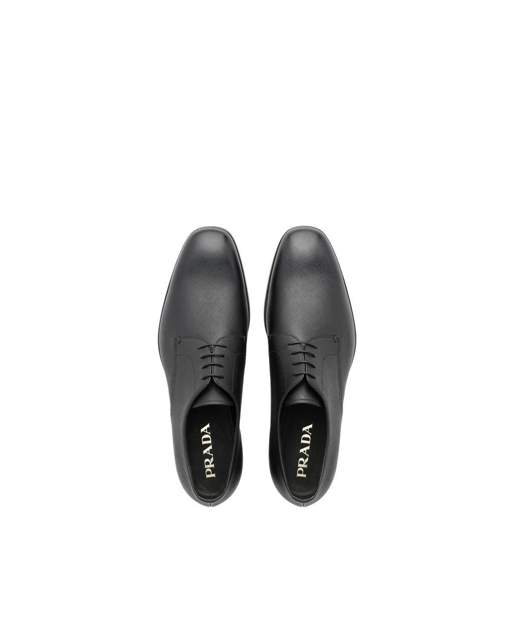 Prada Saffiano Leather Derby Shoes Black | 1342NUMAR