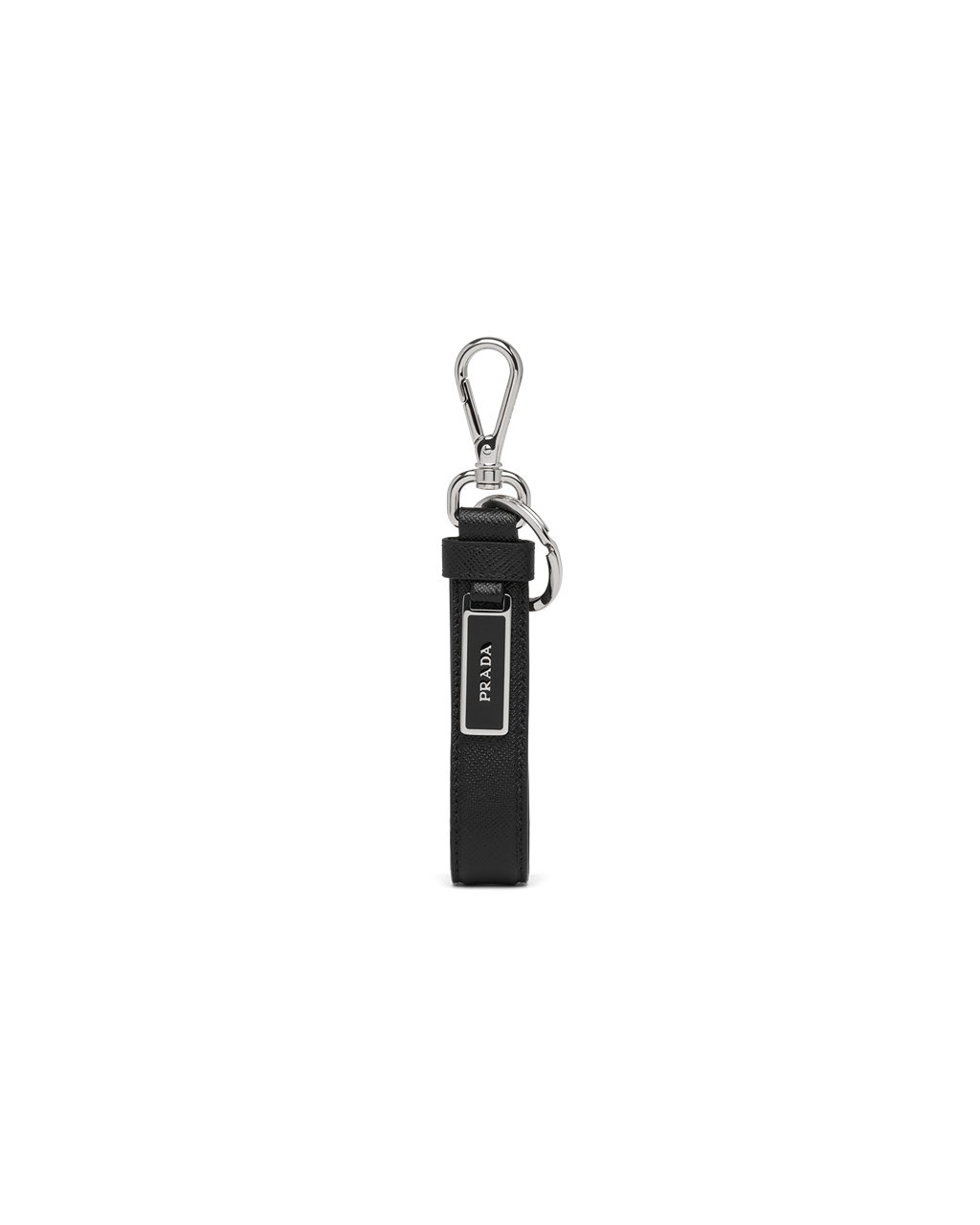 Prada Saffiano Leather Keychain Black | 2605SGIJH