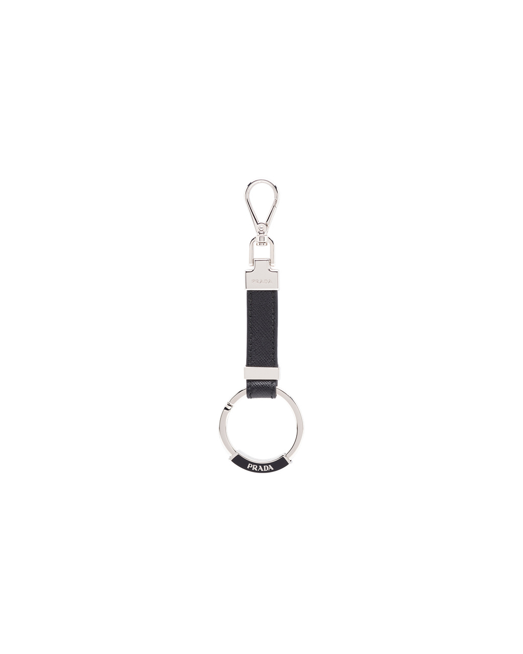 Prada Saffiano Leather Keychain Black | 2980AZOEJ