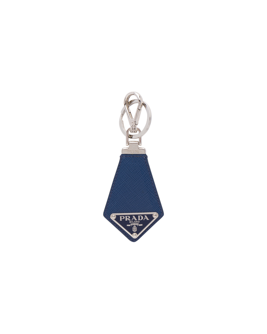 Prada Saffiano Leather Keychain Bluette | 7908SAJQM