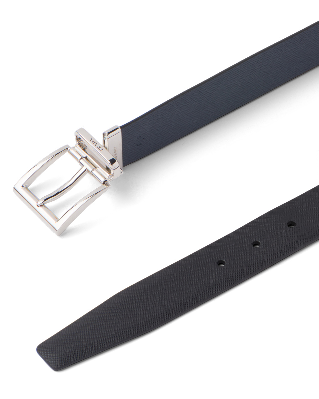 Prada Saffiano Leather Reversible Belt Black / Baltic Blue | 7604ROMJK