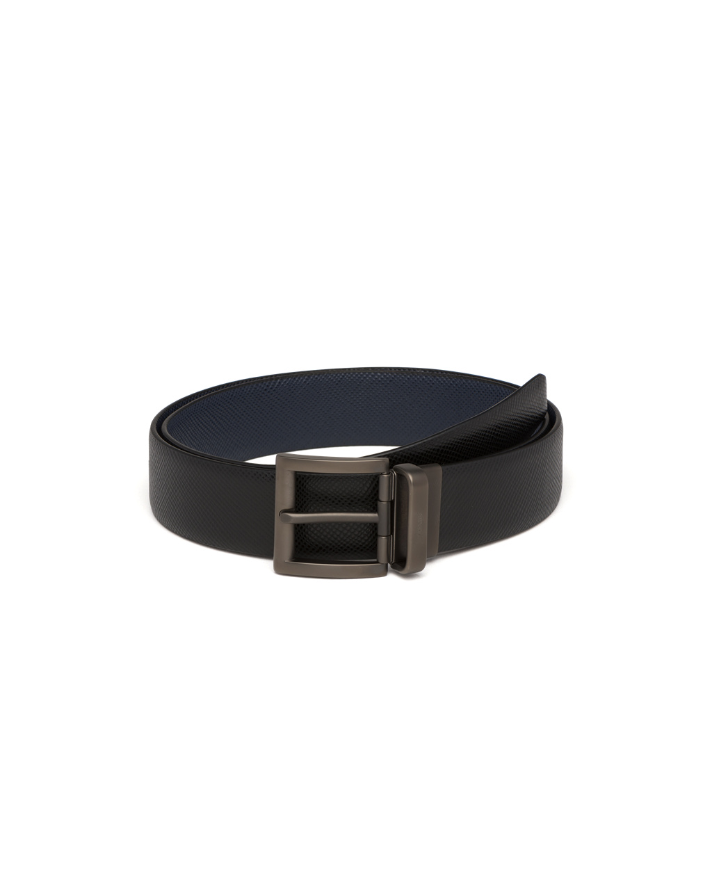 Prada Saffiano Leather Reversible Belt Black / Baltic Blue | 8679JBVED