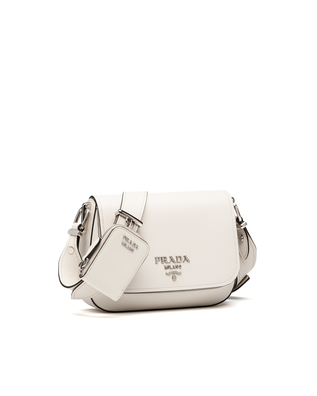 Prada Saffiano Leather Shoulder Bag Chalk White | 8239KRWGX