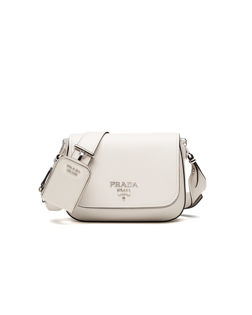 Prada Saffiano Leather Shoulder Bag Chalk White | 8239KRWGX