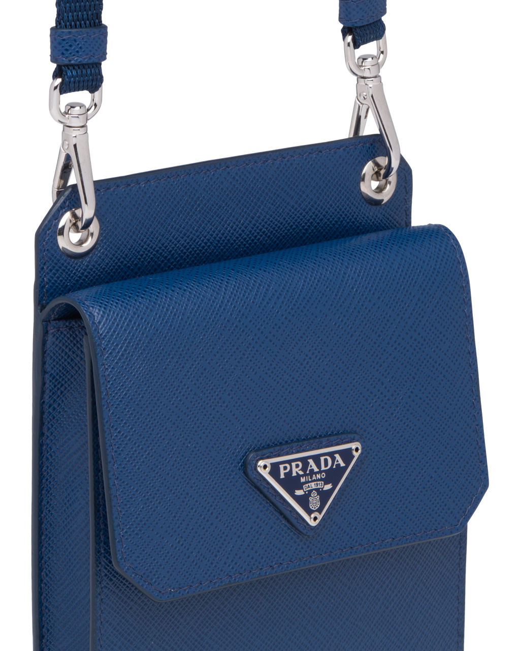 Prada Saffiano Leather Smartphone Case Bluette | 5209KVIEY