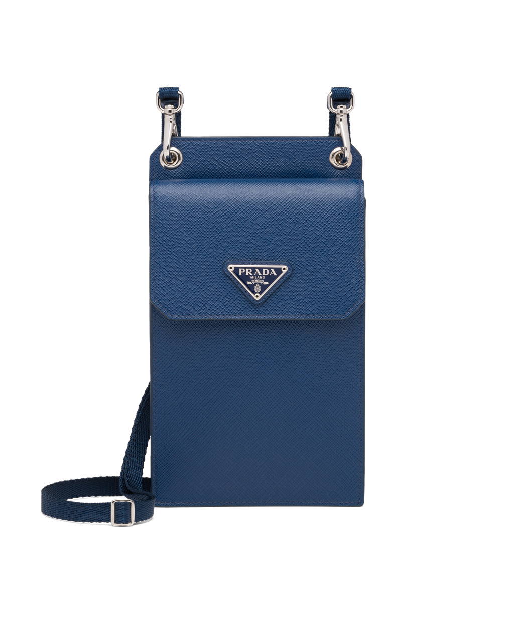 Prada Saffiano Leather Smartphone Case Bluette | 5209KVIEY