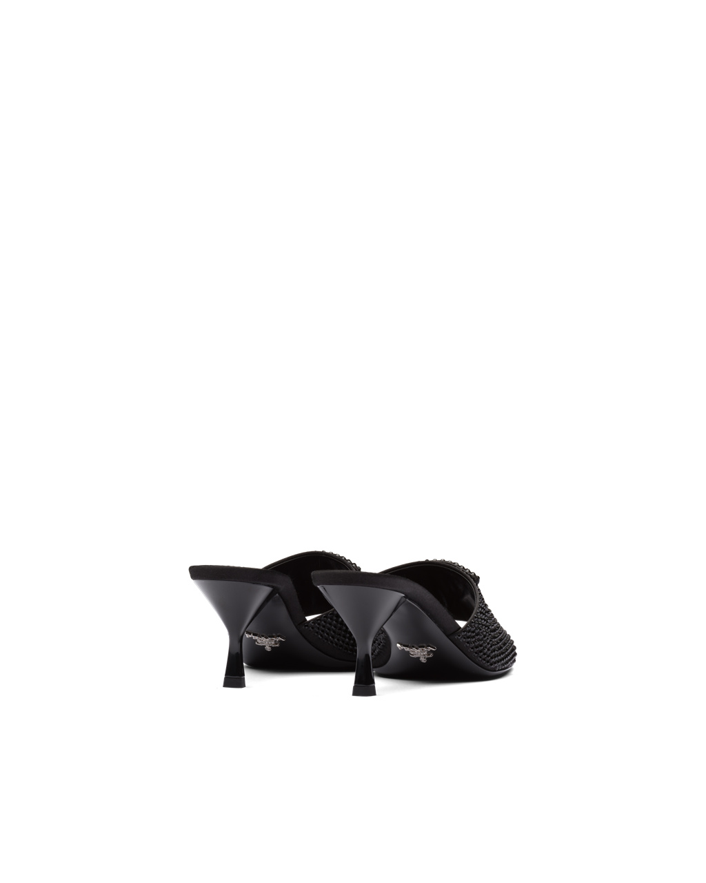 Prada Satin Heeled Sandals With Crystals Black | 6438SWTLZ