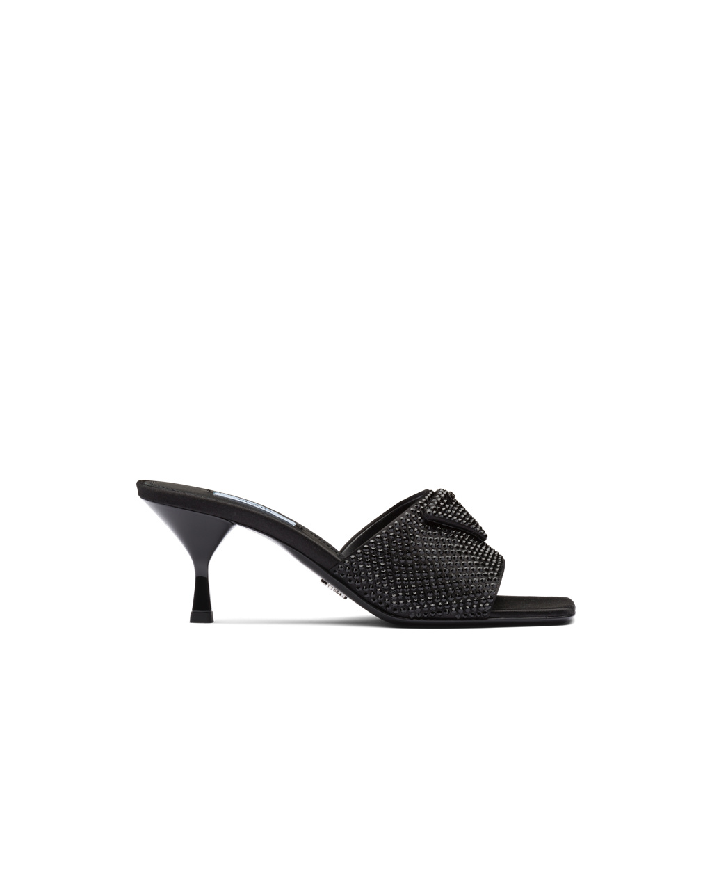 Prada Satin Heeled Sandals With Crystals Black | 6438SWTLZ