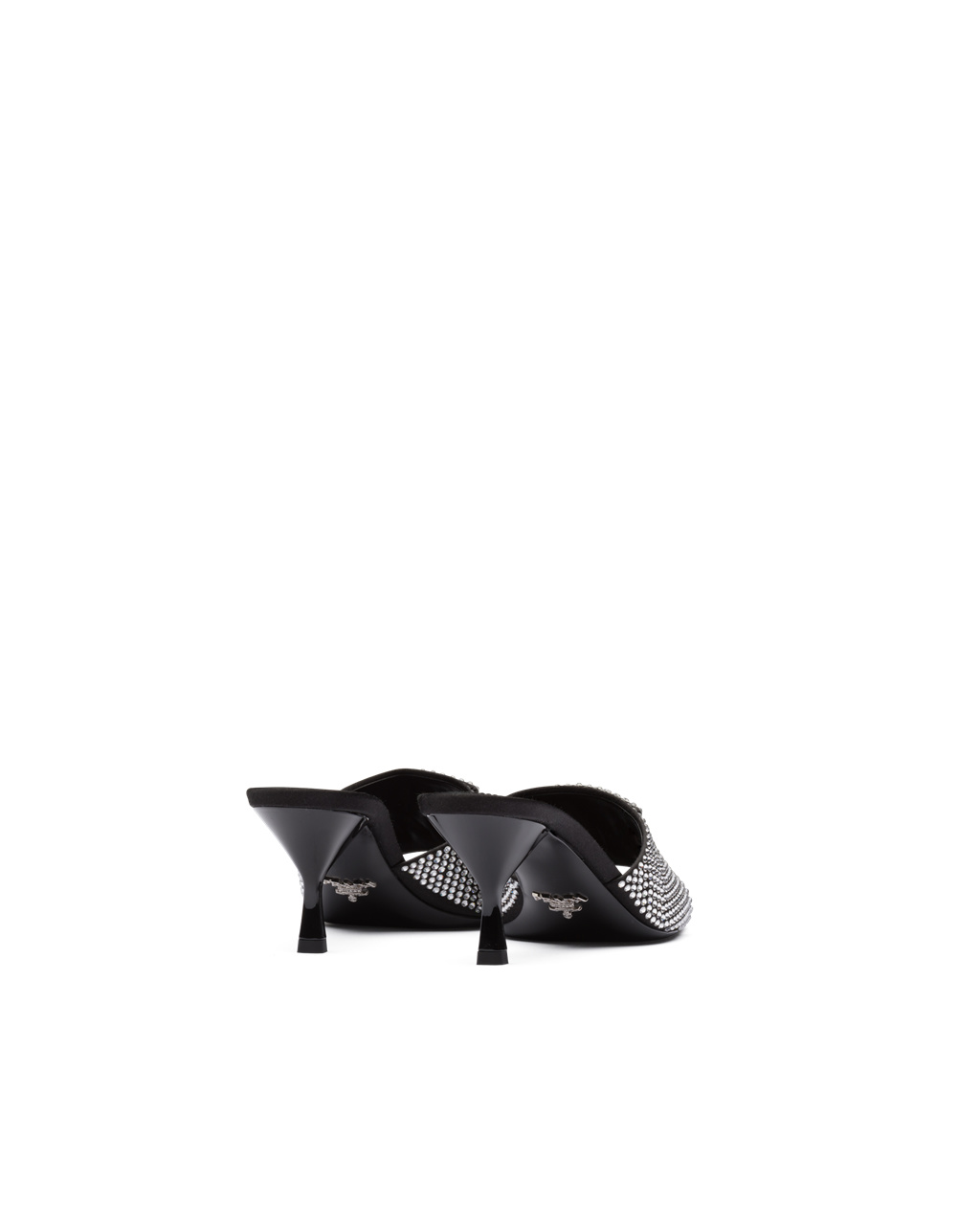 Prada Satin Heeled Sandals With Crystals Crystal | 8236YGFMS