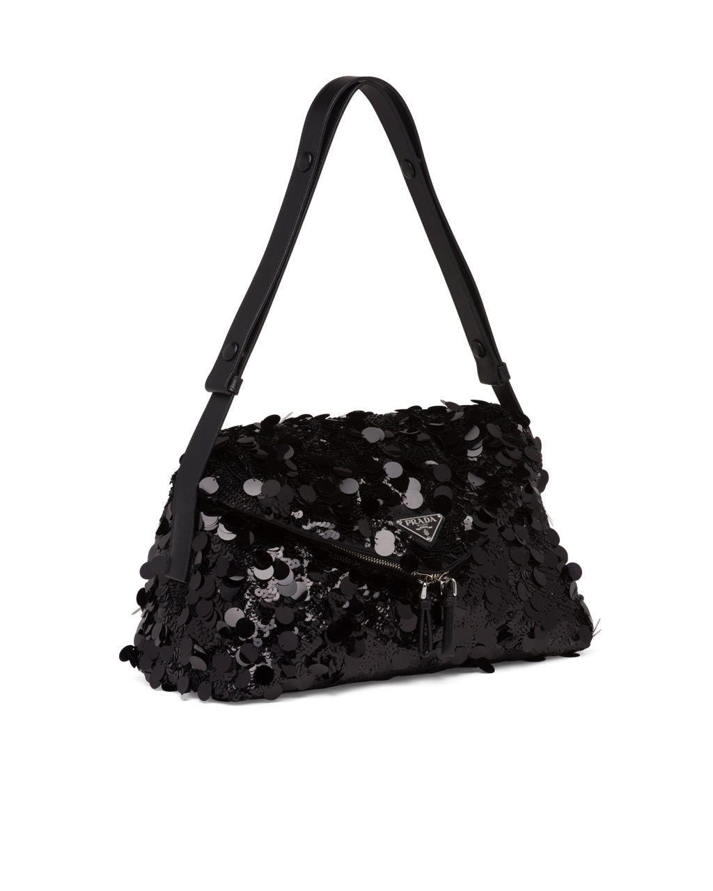 Prada Sequined And Leather Prada Signaux Bag Black | 3827JURPN