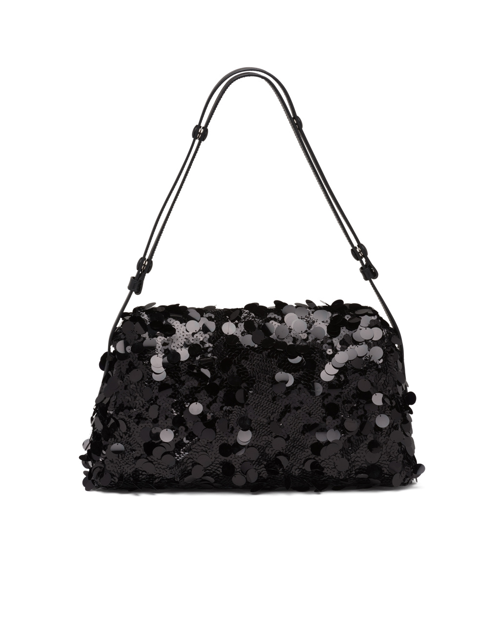 Prada Sequined And Leather Prada Signaux Bag Black | 3827JURPN