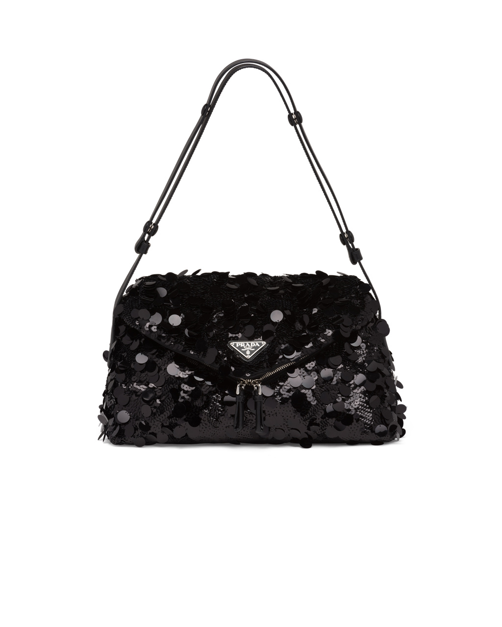 Prada Sequined And Leather Prada Signaux Bag Black | 3827JURPN