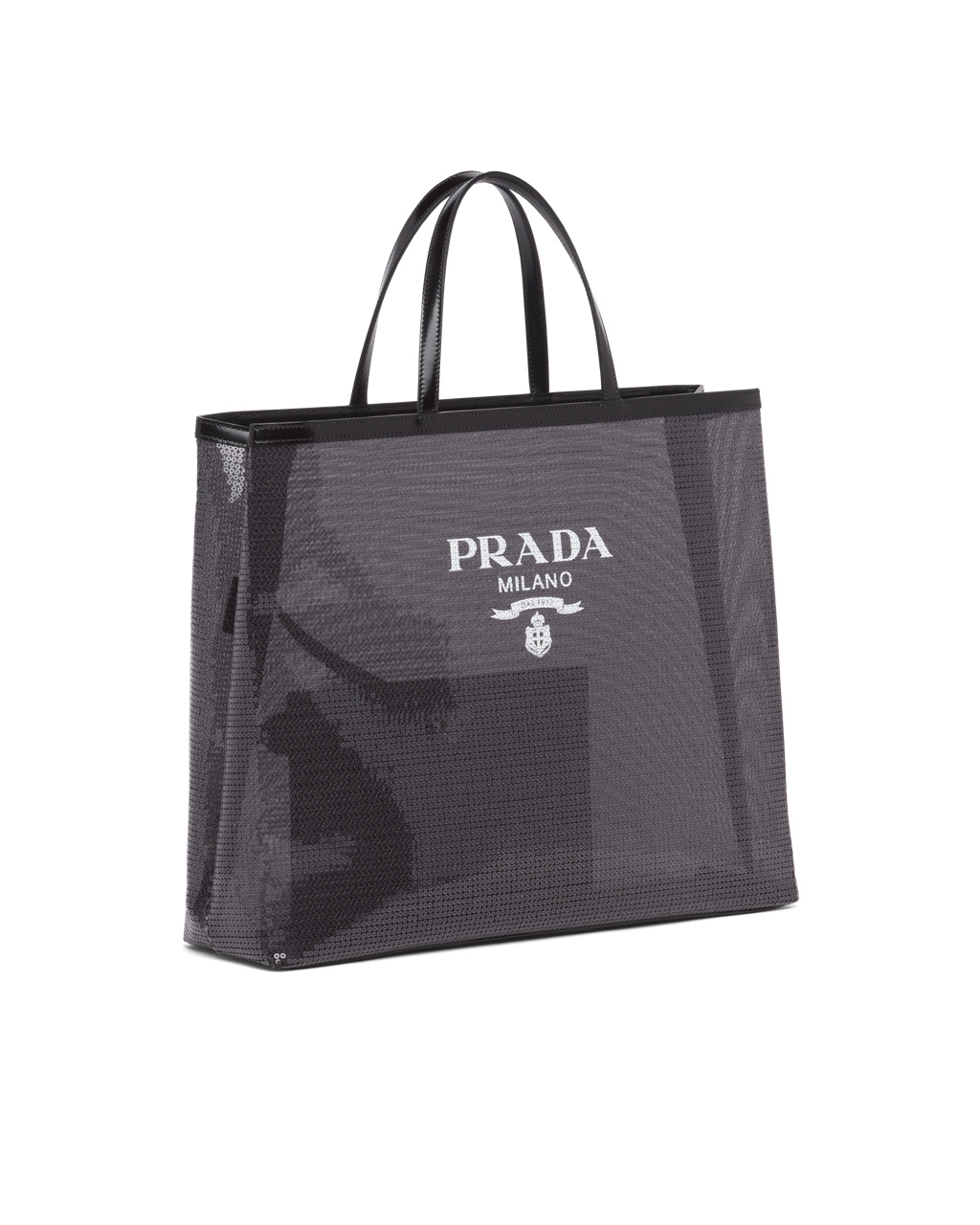 Prada Sequined Mesh Tote Bag Black | 2394HLKDW