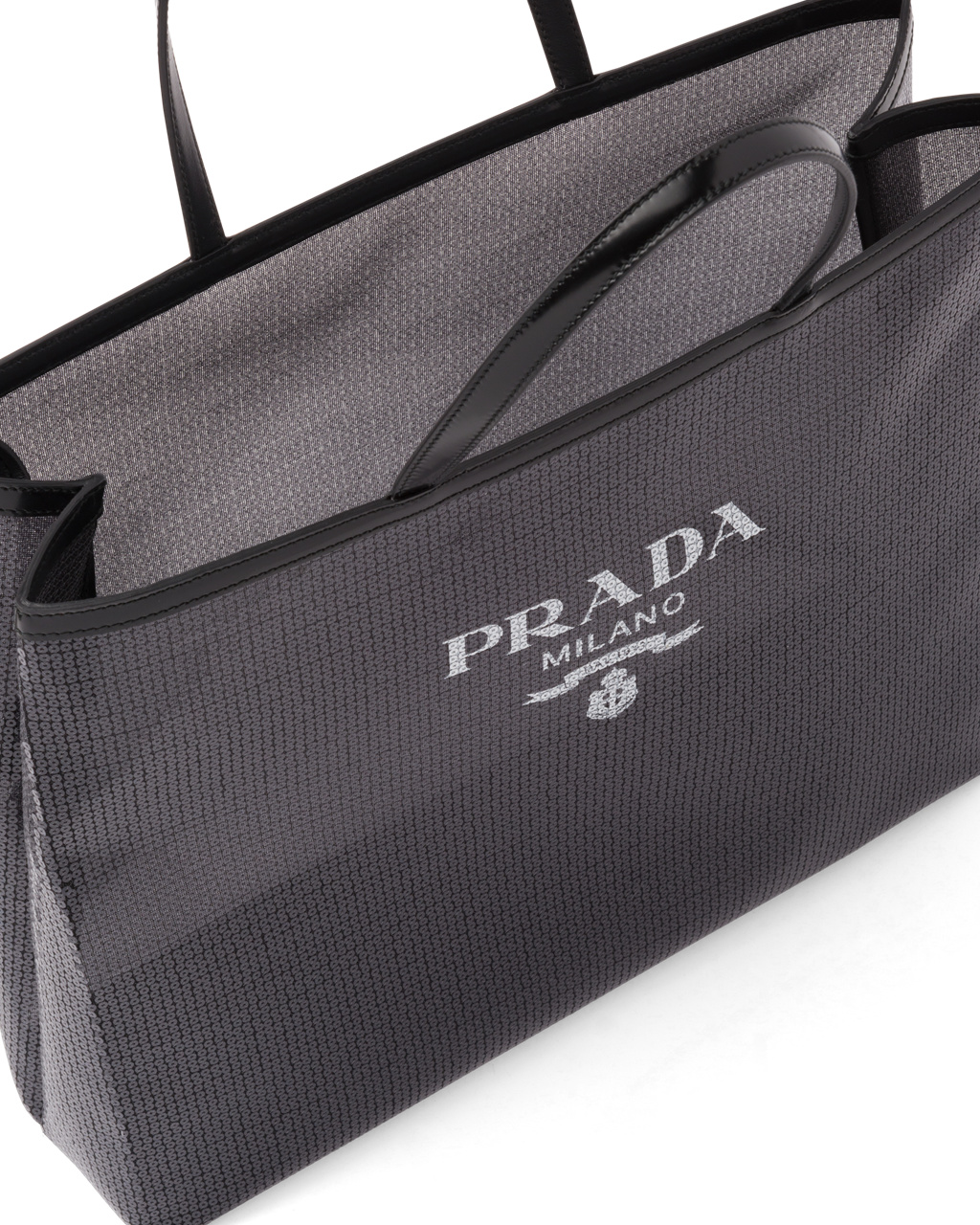 Prada Sequined Mesh Tote Bag Black | 2394HLKDW