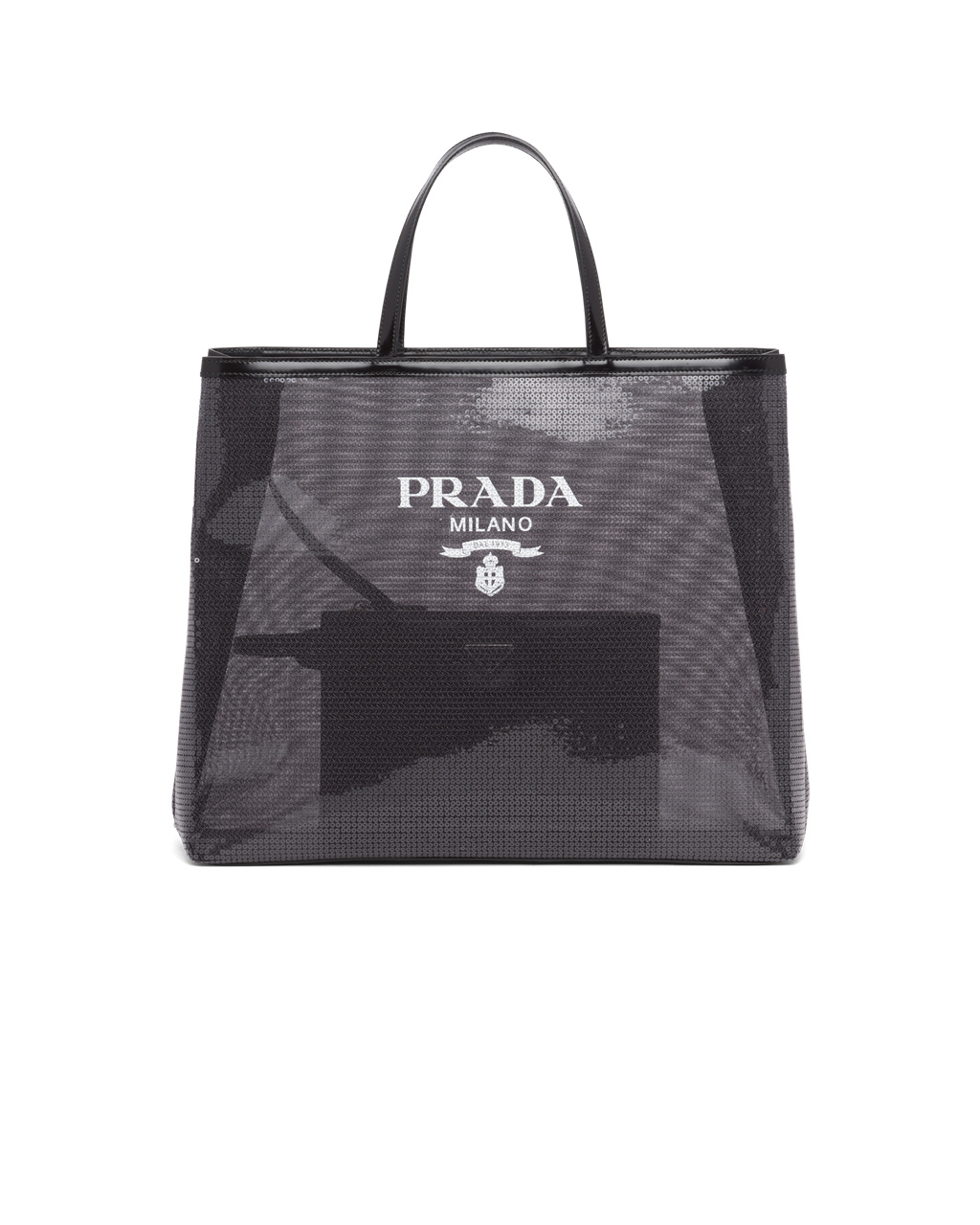 Prada Sequined Mesh Tote Bag Black | 2394HLKDW