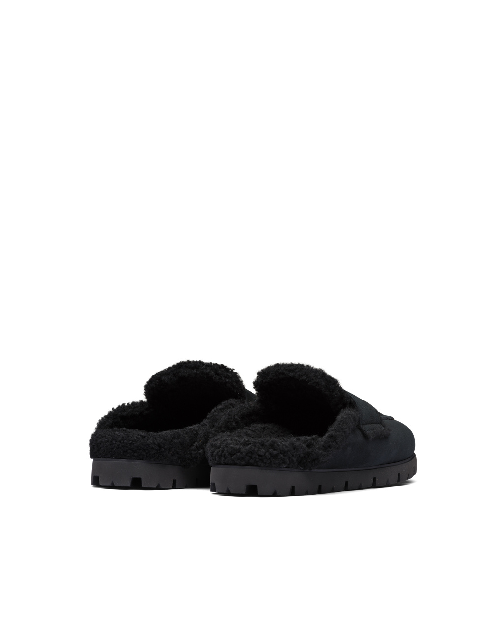 Prada Shearling Sabots Black | 3516QORZA