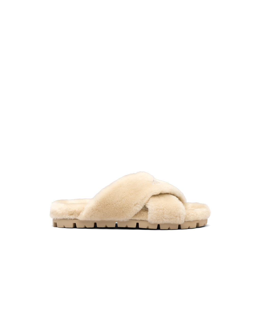 Prada Shearling Sandals Ecru | 9027ZDHAW