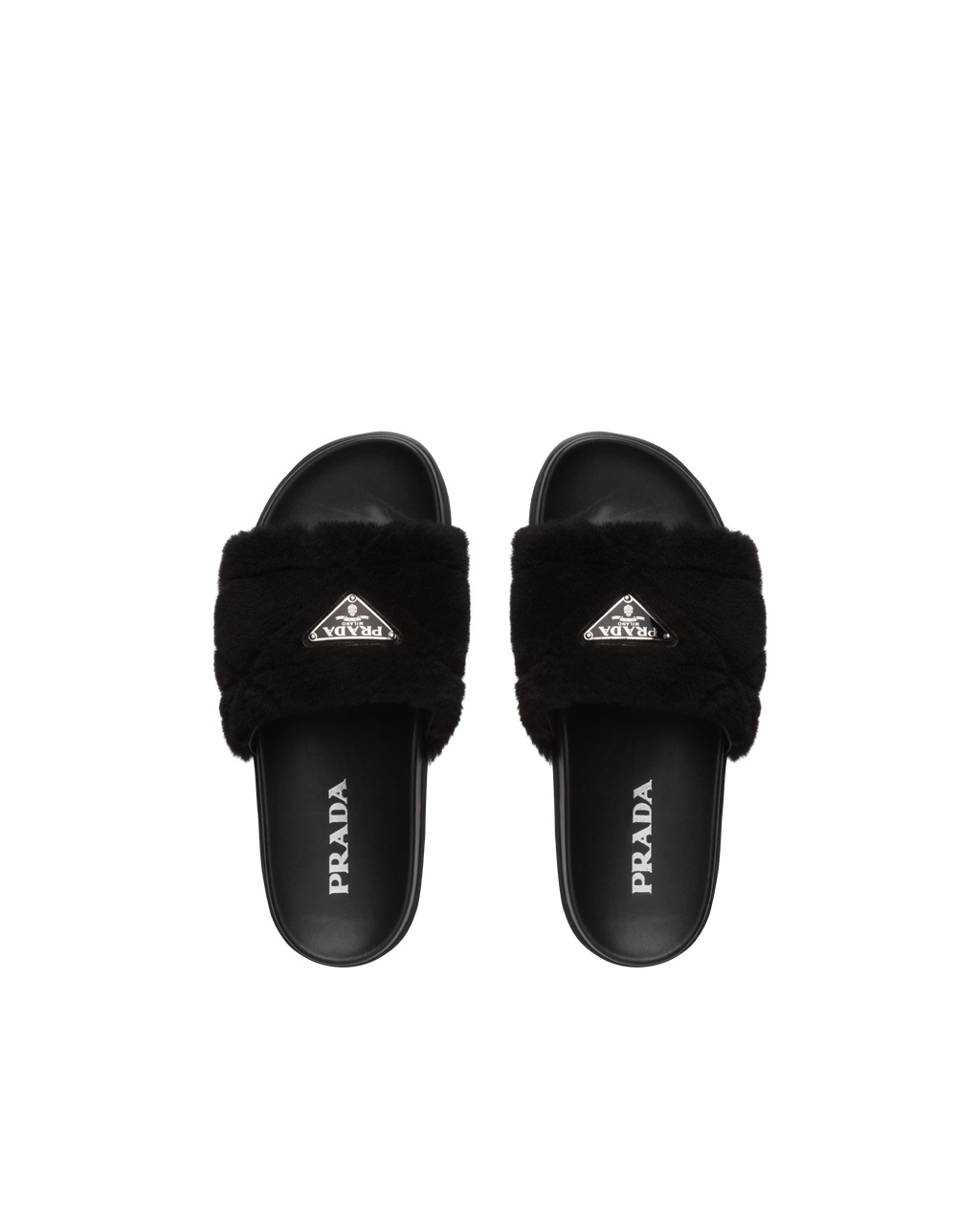 Prada Shearling Slides Black | 7016UERZW