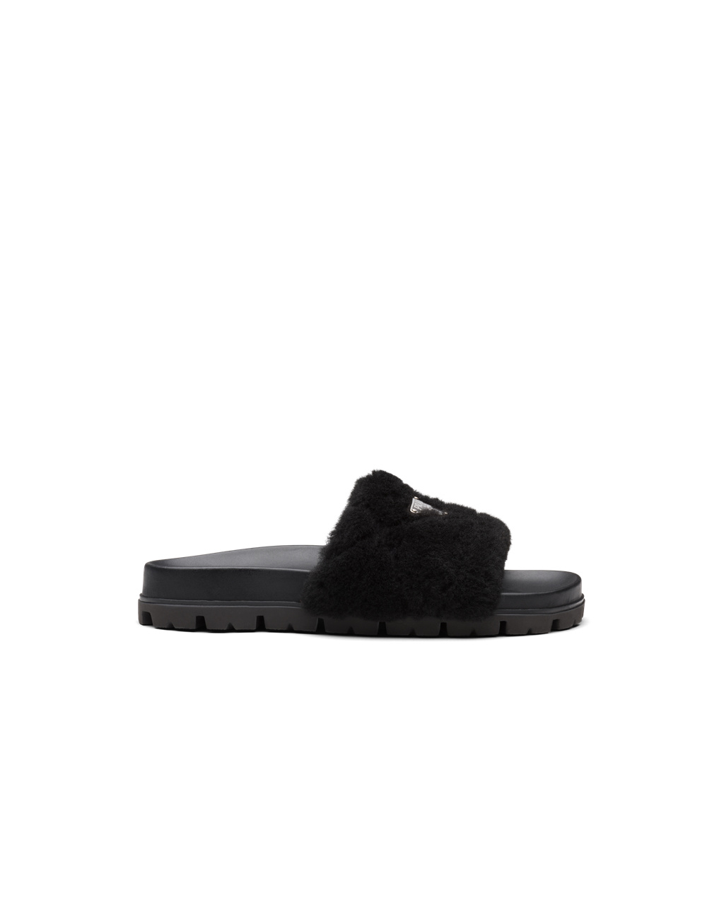 Prada Shearling Slides Black | 7016UERZW