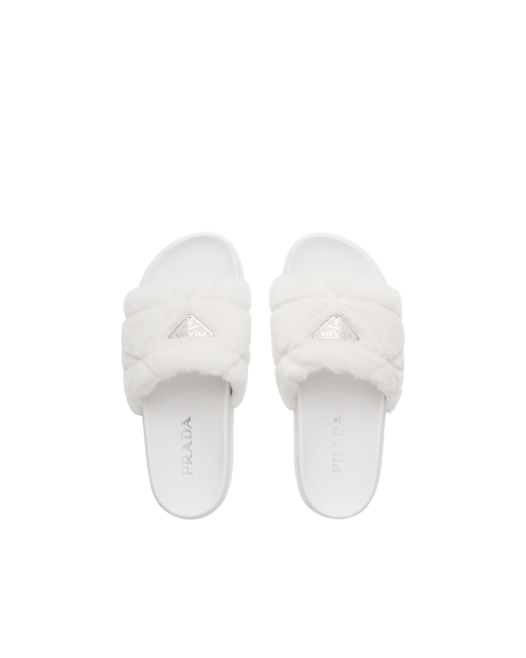 Prada Shearling Slides White | 7246QWDMV