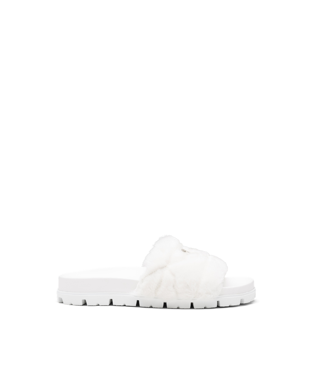 Prada Shearling Slides White | 7246QWDMV