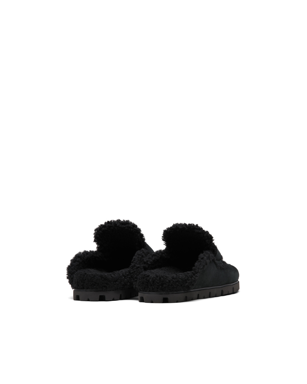 Prada Shearling Slippers Black | 8096SRHAK