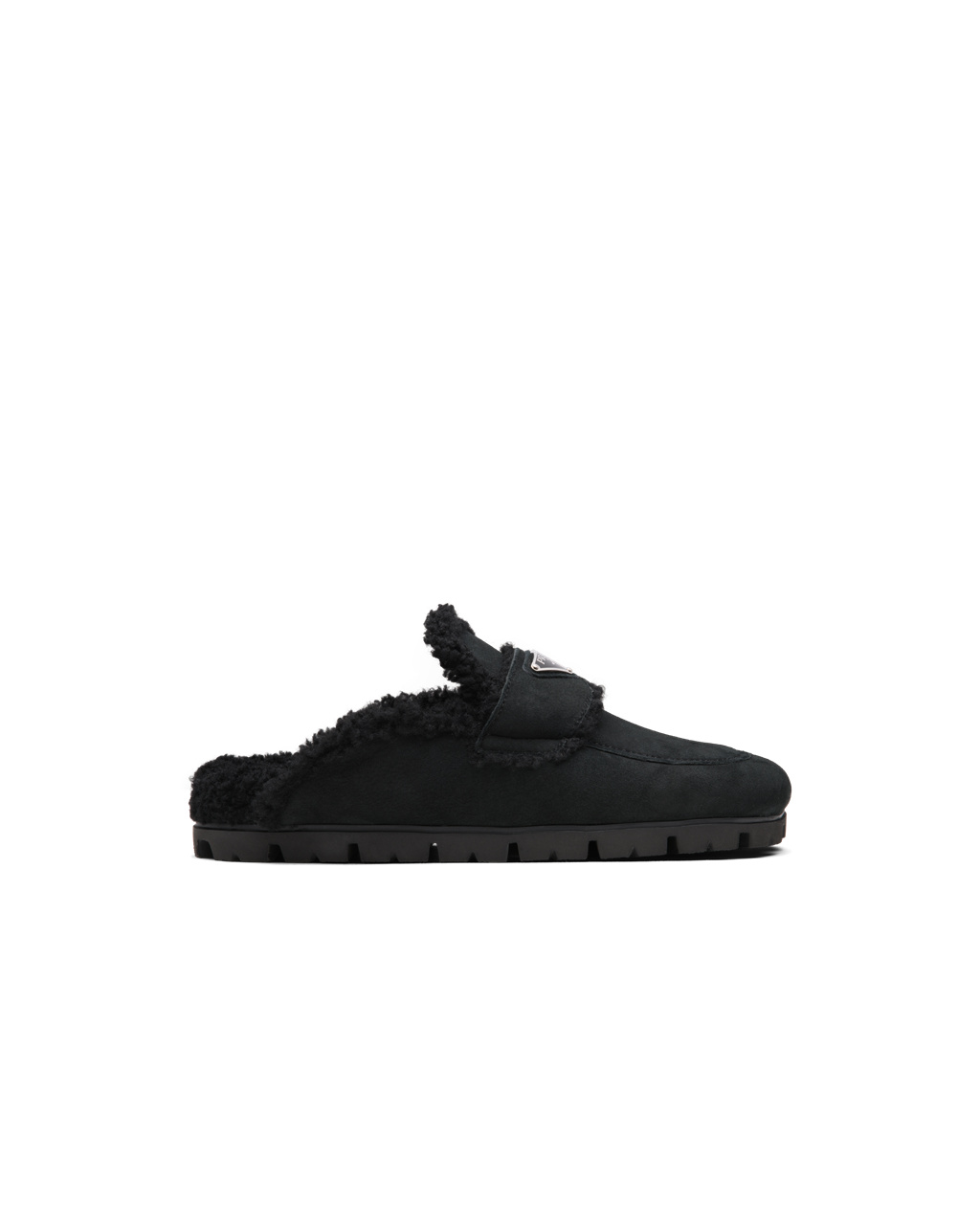 Prada Shearling Slippers Black | 8096SRHAK