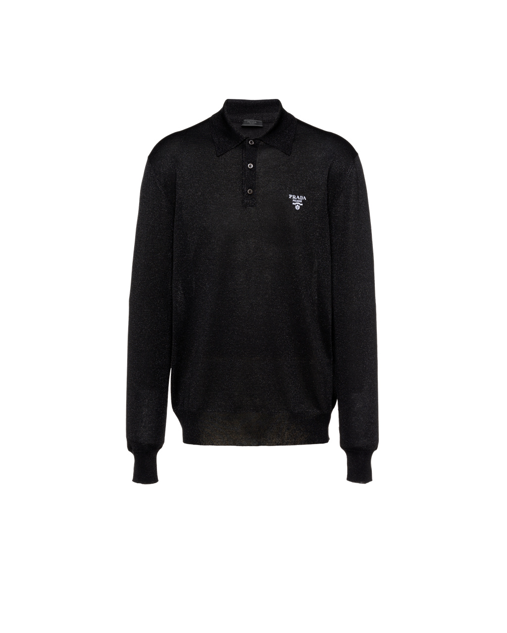 Prada Silk Polo Shirt Black | 6215IPWNT