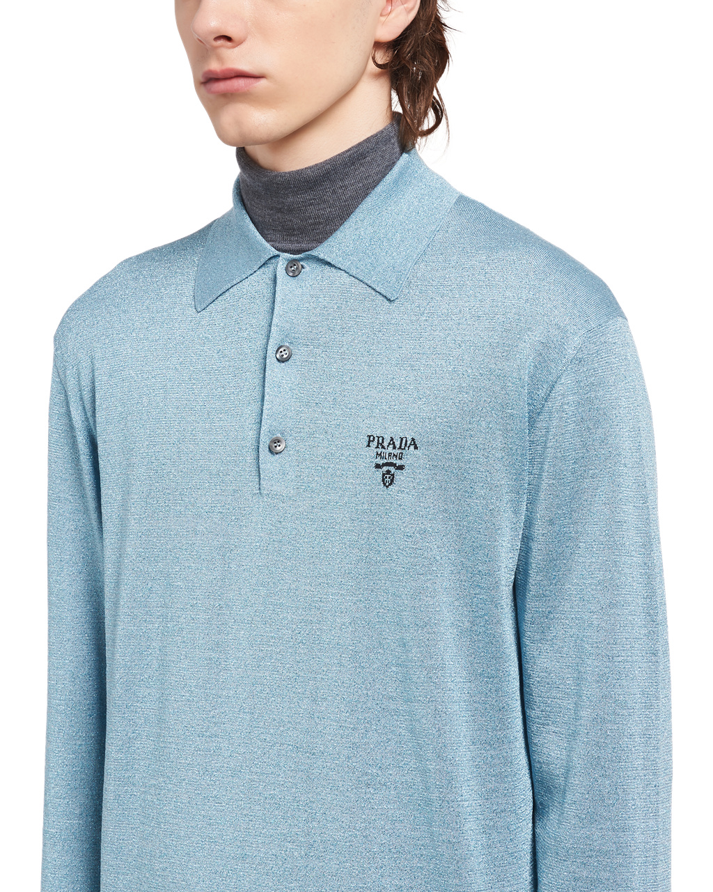 Prada Silk Polo Shirt Navy | 2769NIMXP