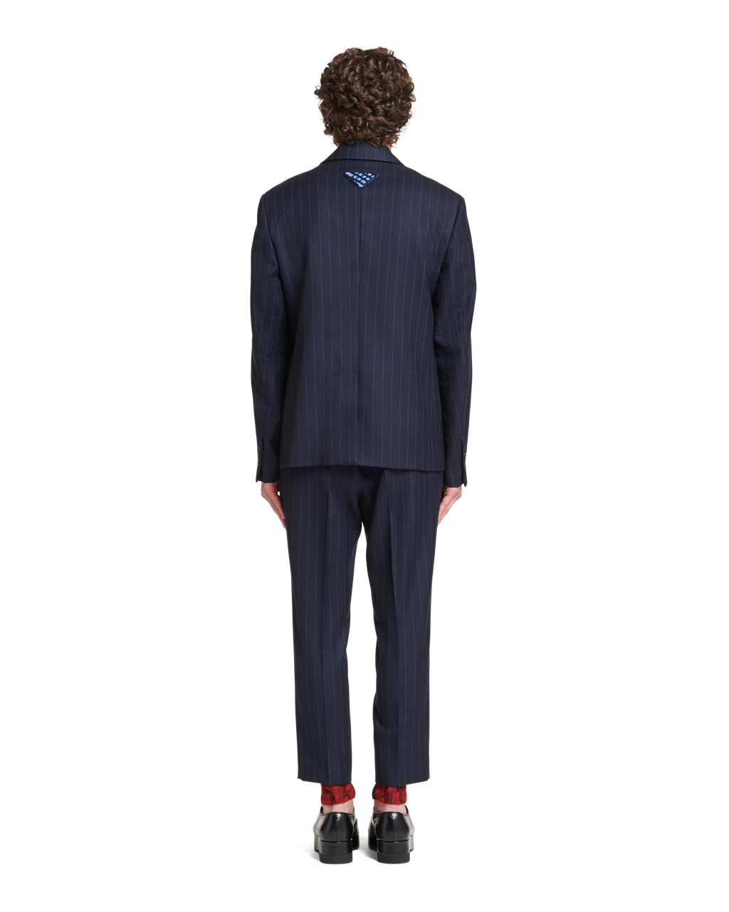 Prada Single-breasted Pinstriped Wool Jacket Navy | 9857LOSTC