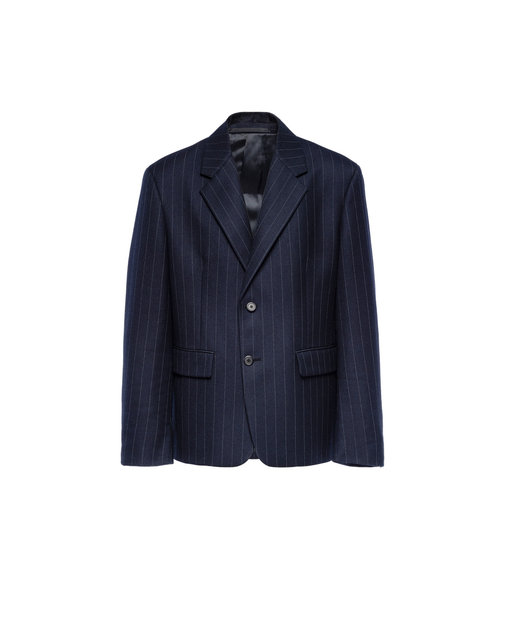 Prada Single-breasted Pinstriped Wool Jacket Navy | 9857LOSTC