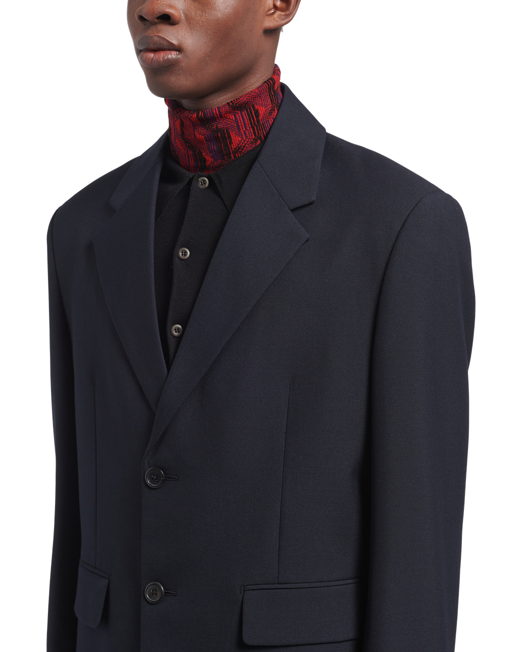 Prada Single-breasted Wool Blend Jacket Navy | 6580XMSWP