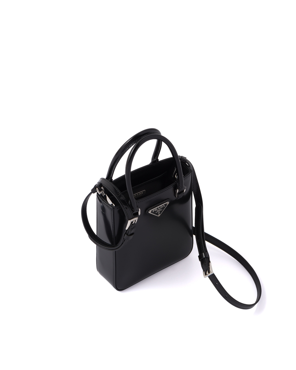 Prada Small Brushed Leather Tote Black | 5379GUQJM