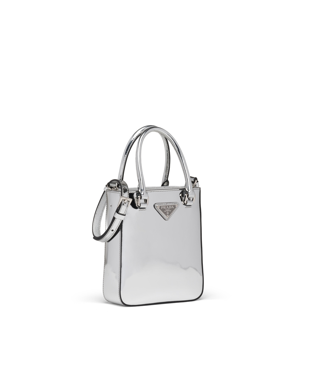 Prada Small Brushed Leather Tote Silver | 2675PBNJR