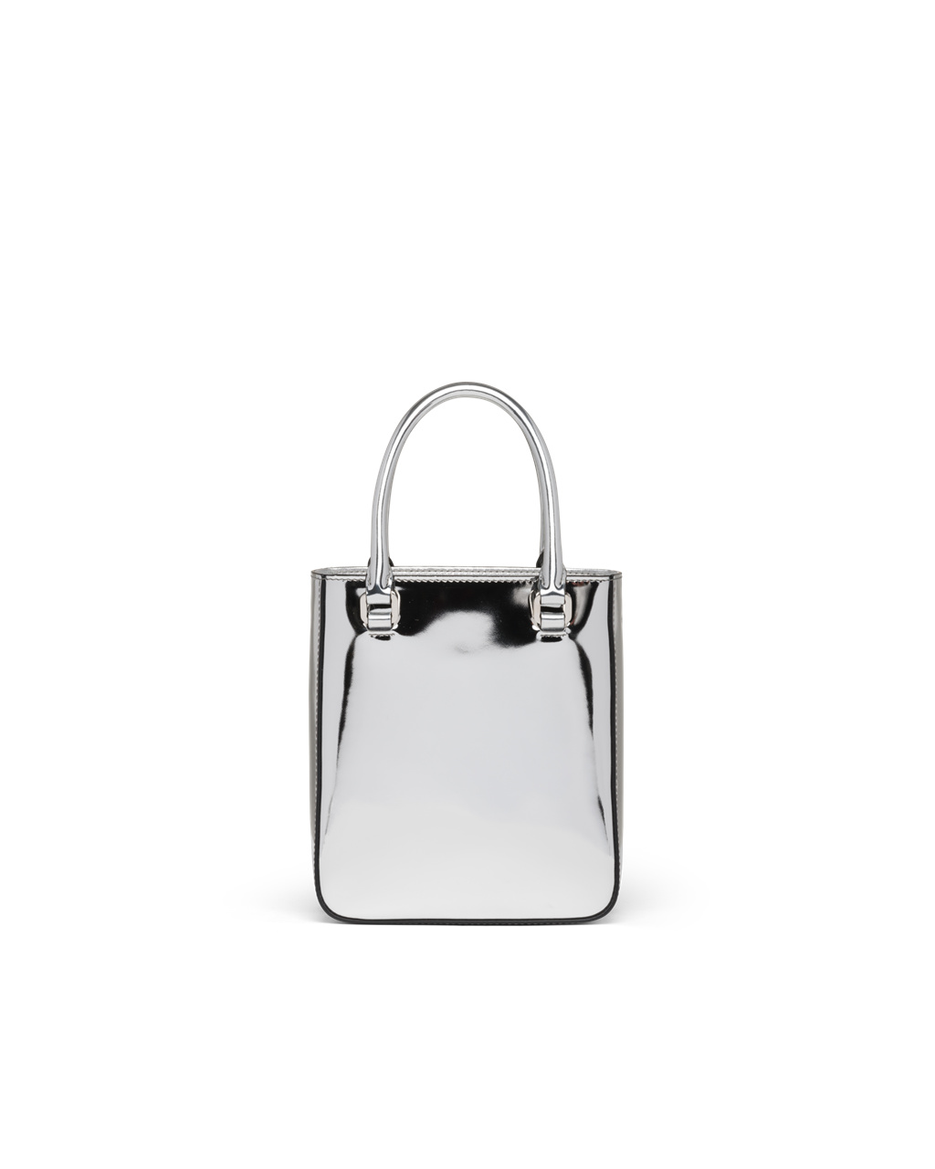 Prada Small Brushed Leather Tote Silver | 2675PBNJR