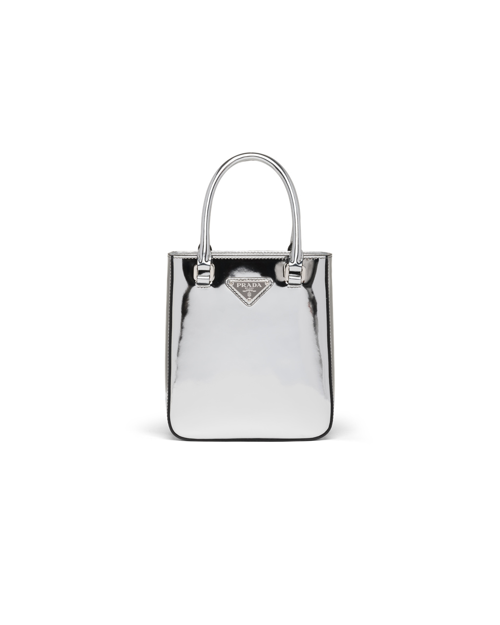 Prada Small Brushed Leather Tote Silver | 2675PBNJR