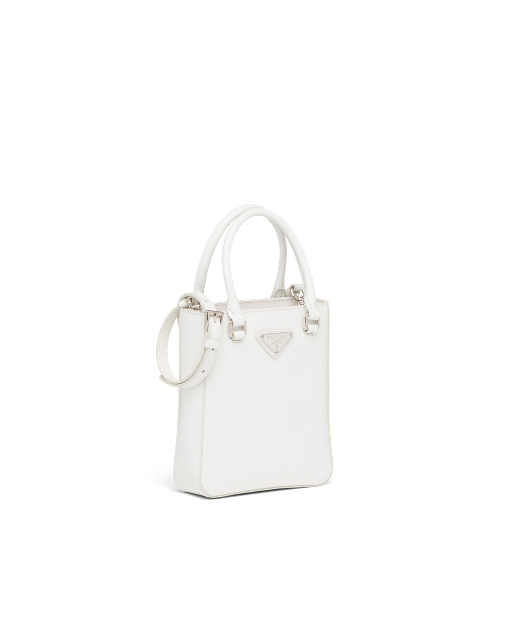 Prada Small Brushed Leather Tote White | 7316MGIWY