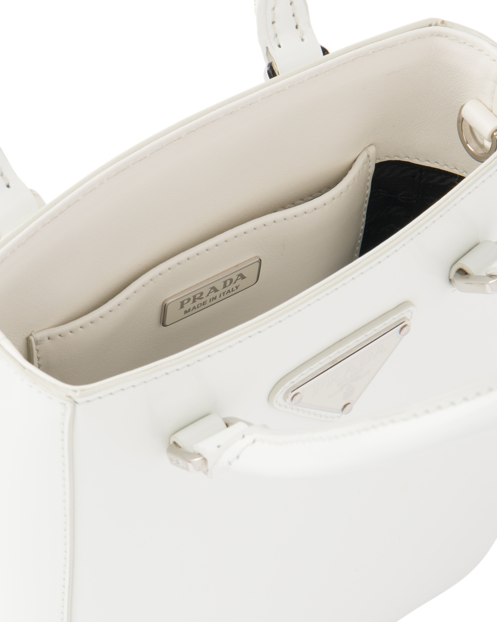 Prada Small Brushed Leather Tote White | 7316MGIWY