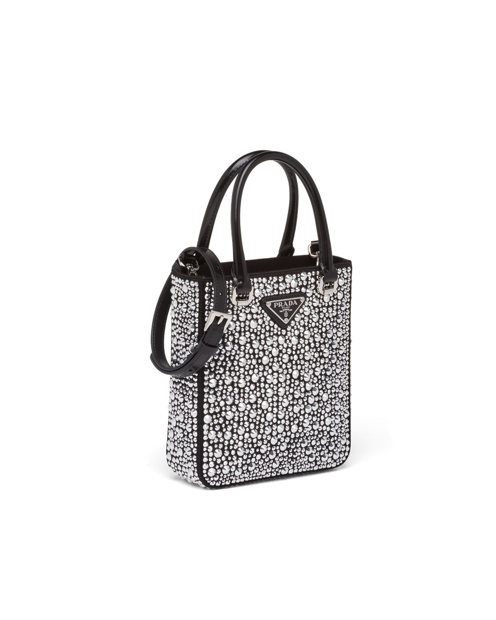 Prada Small Crystal-studded Satin Tote Bag Metal | 3512QZTJP