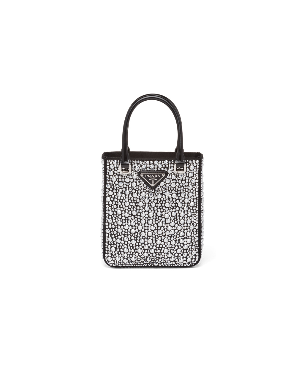 Prada Small Crystal-studded Satin Tote Bag Metal | 3512QZTJP