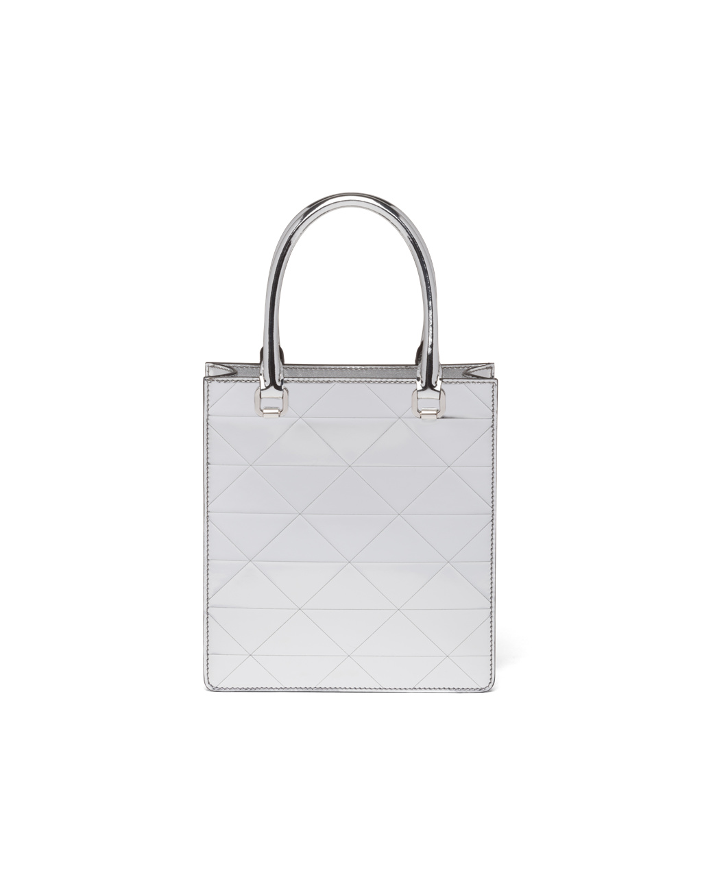 Prada Small Metallic Leather Tote Bag Silver | 4859KTCFB